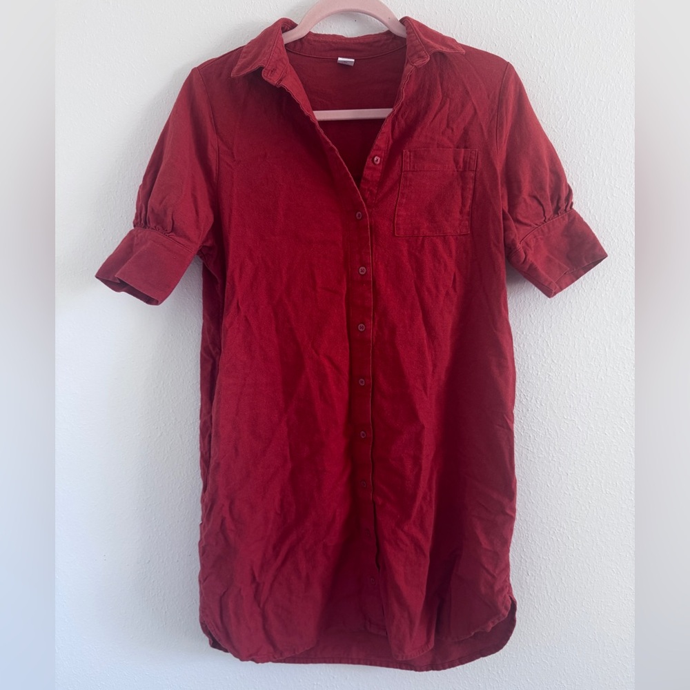 Old Navy Women’s Button-Up Shirt Dress | Short Sleeve Casual Tunic Size XS